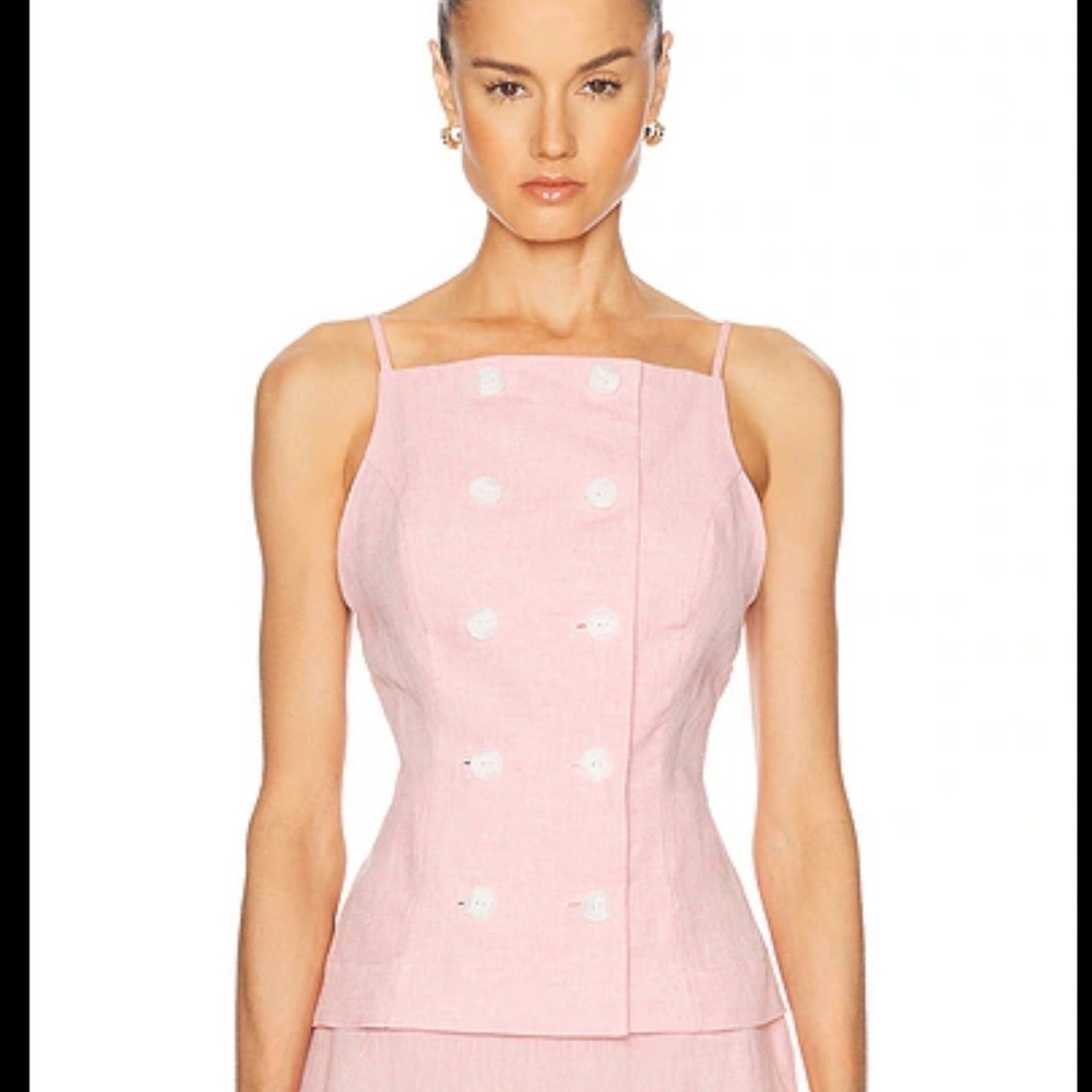 MATTHEW BRUCH Pink Double Breasted Tank Top